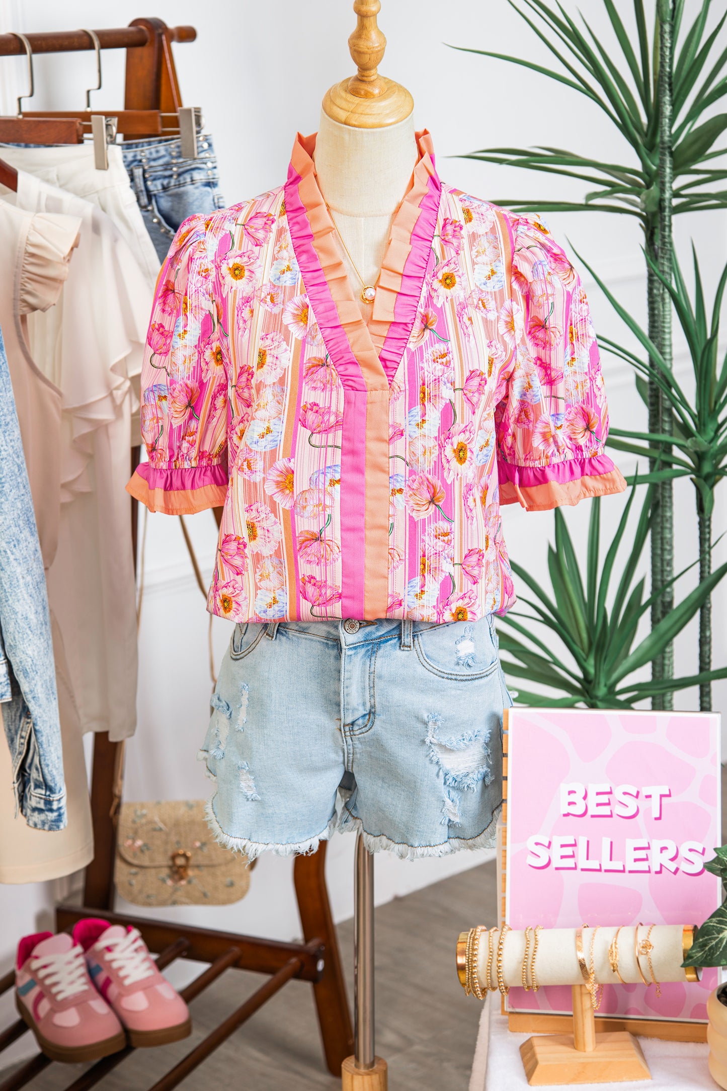 Pink Palm Blossom Blouse