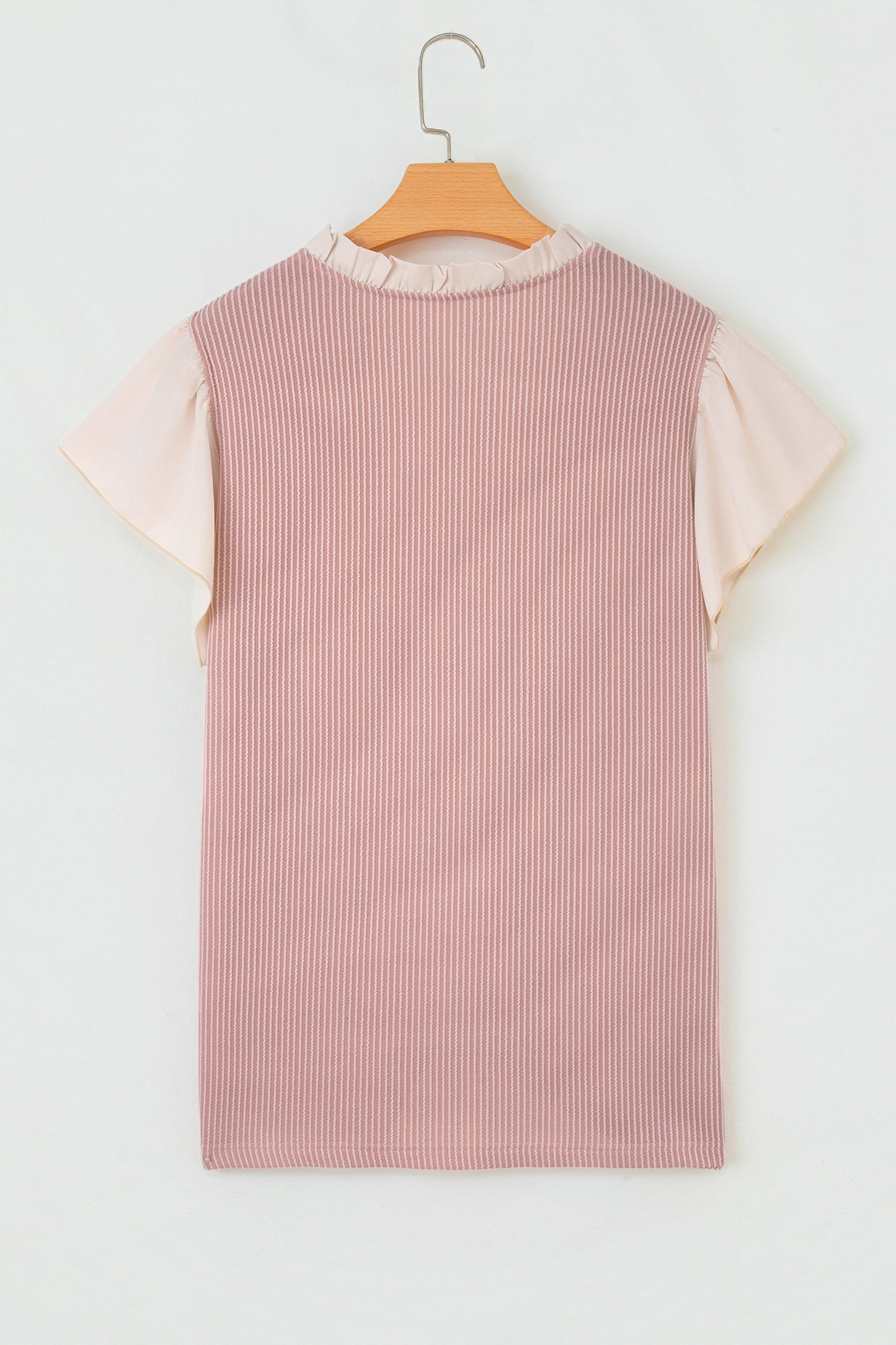 Plus Size Ruffled Short Sleeve Ribbed Textured Blouse