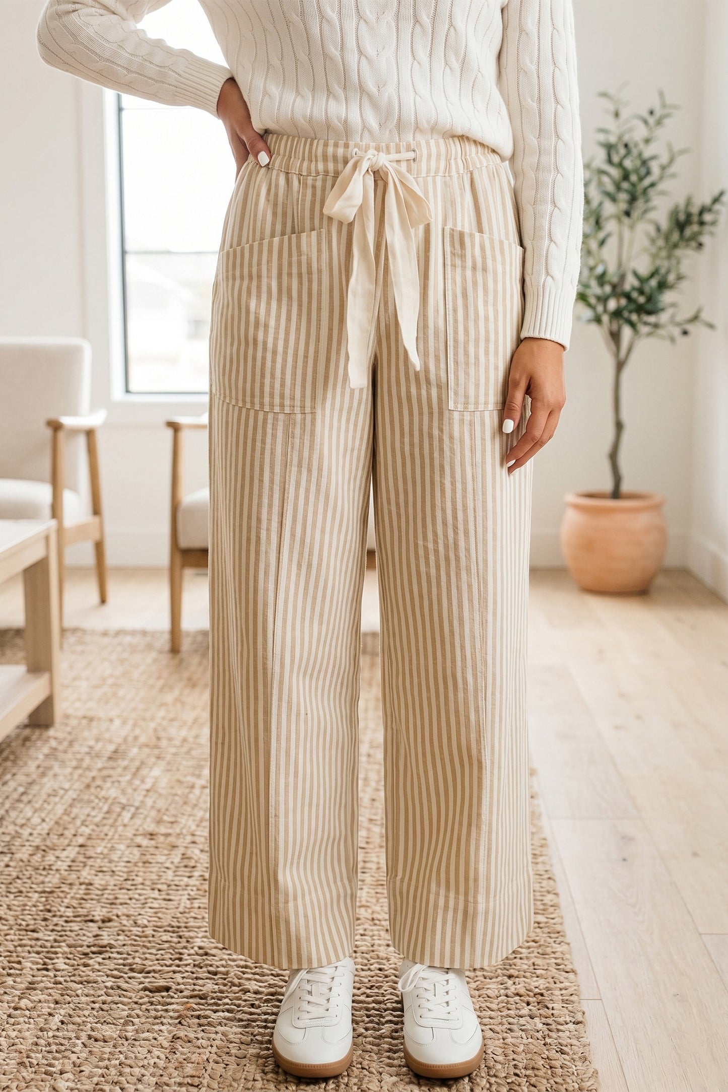 The Café Stripe Wide Leg Pants