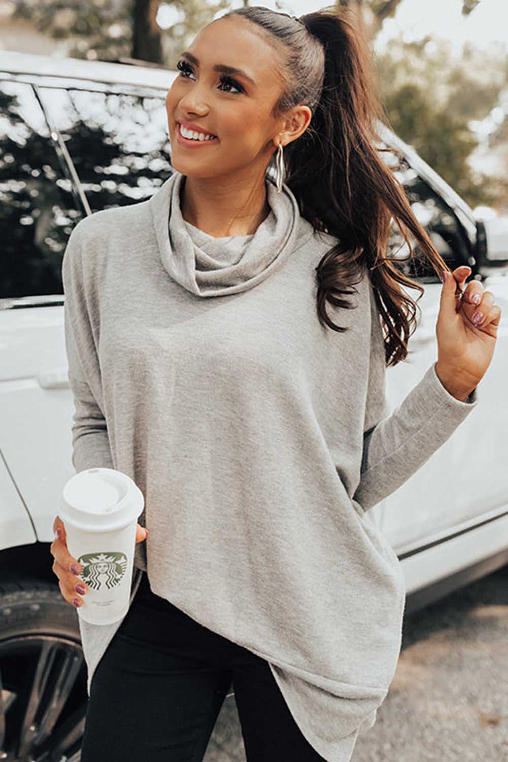 The Snowfall Soft Cowl Top