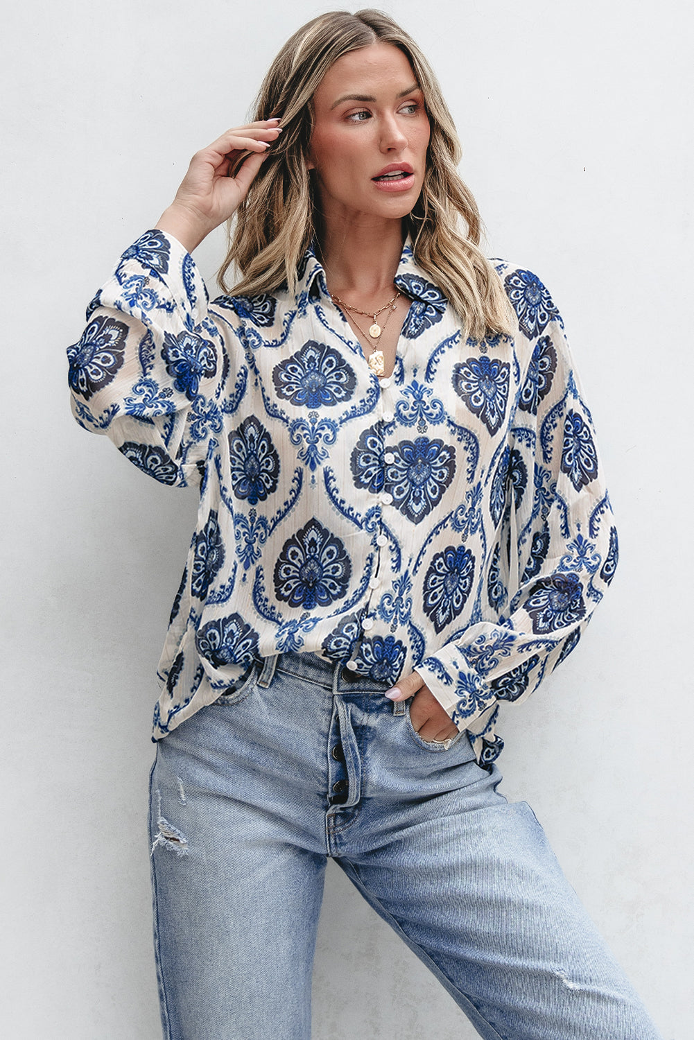 The Blue Willow Charm Button-Up