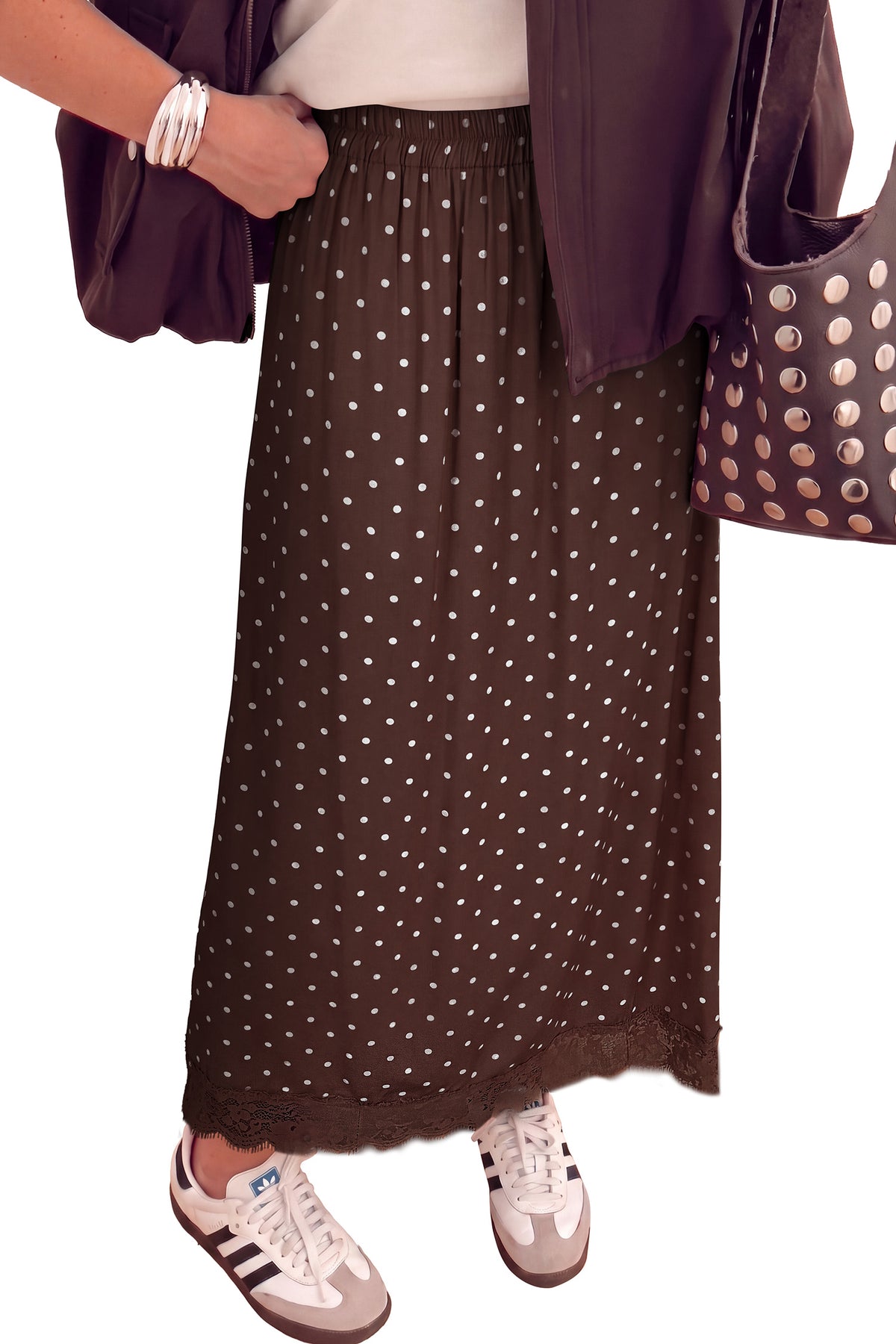 The Mocha Dot Social Skirt