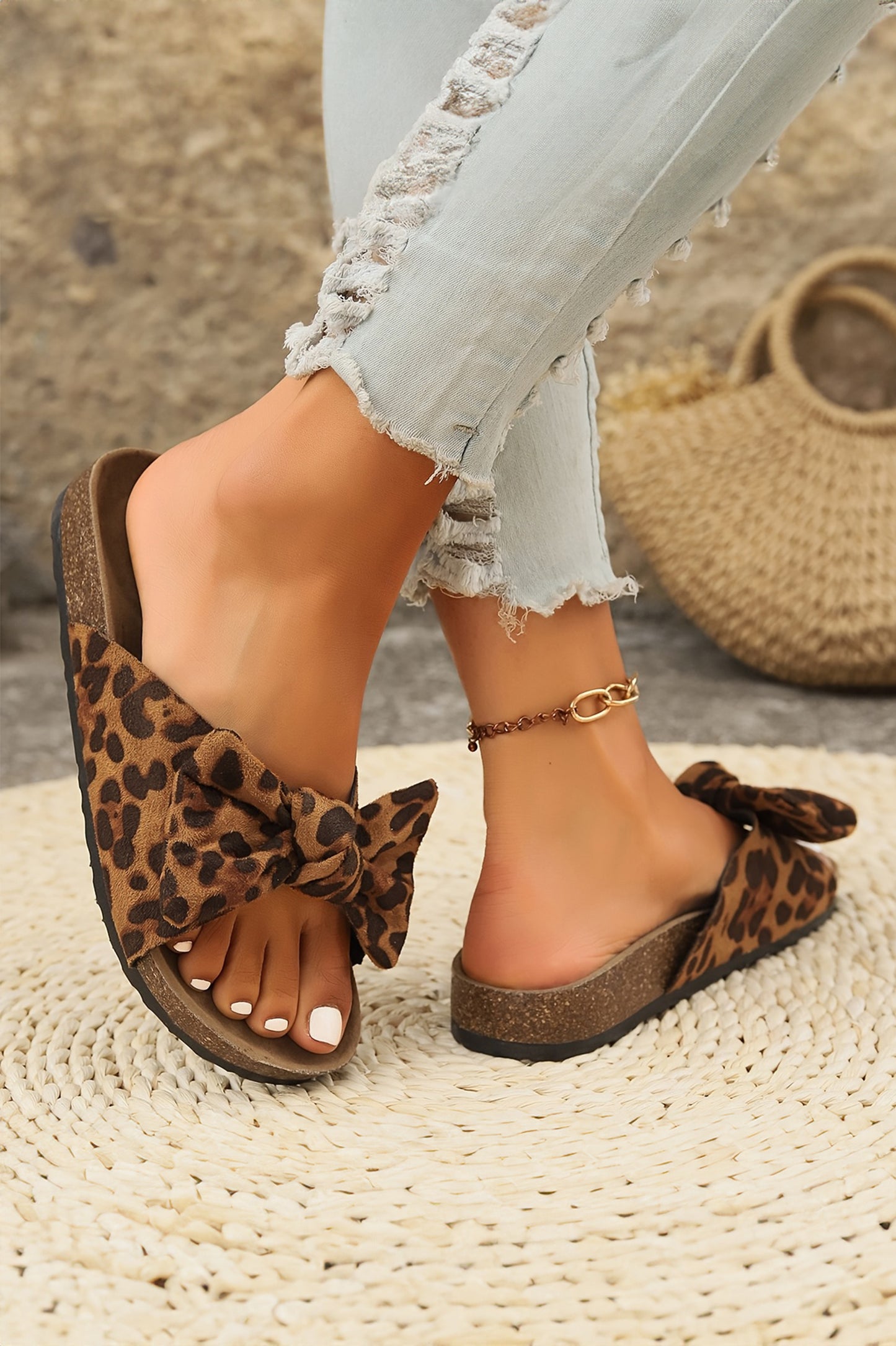 Cocoa Bow Charm Slides