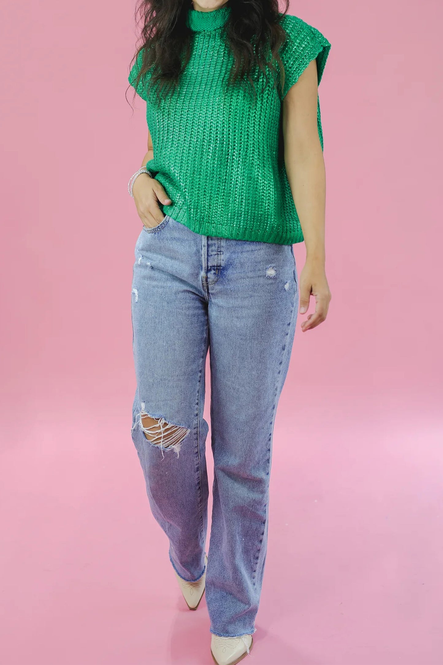 Emerald Shimmer Knit Top