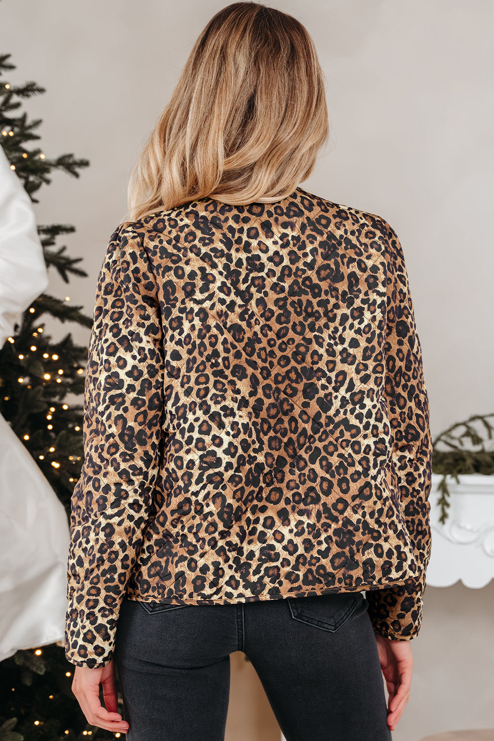 Leopard Luxe Bow-Tie Quilted Jacket