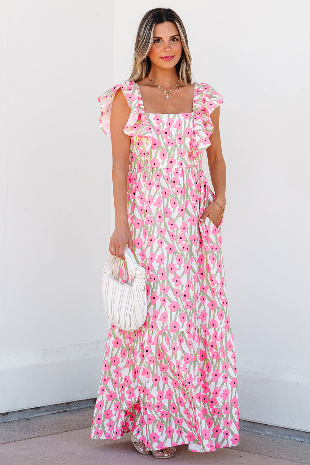 Blush Petal Tiered Maxi Dress