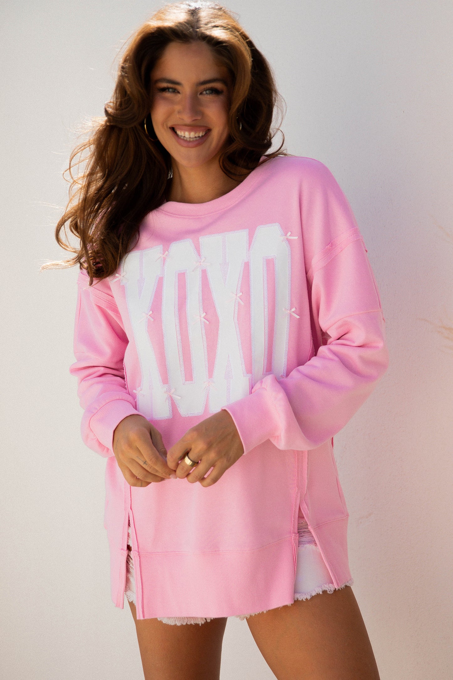 Pink Bow Sequin XOXO Sweatshirt
