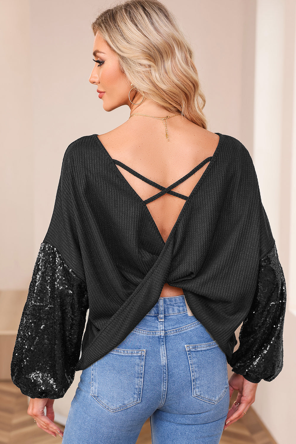 Midnight Shimmer Sleeve Pullover