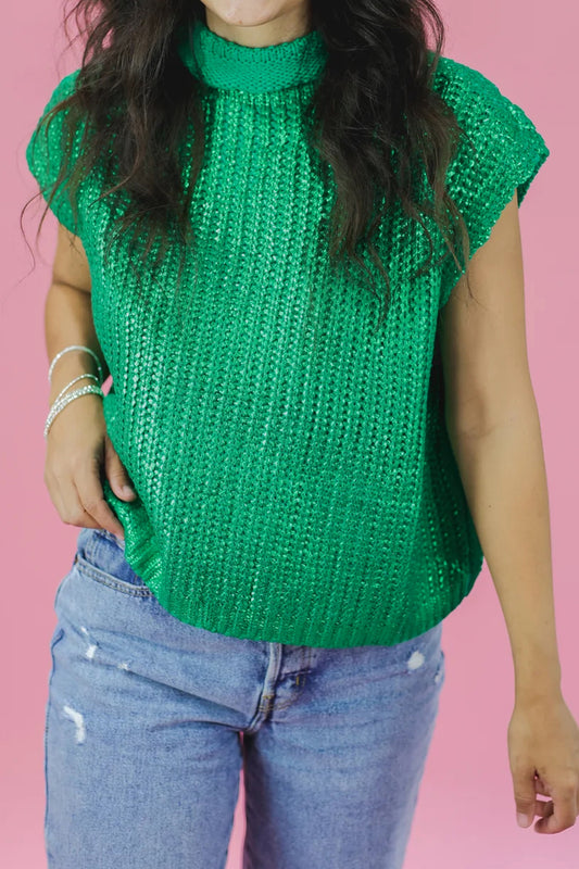 Emerald Shimmer Knit Top