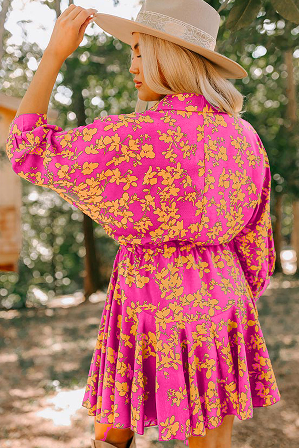 Fuchsia Fields Button Dress