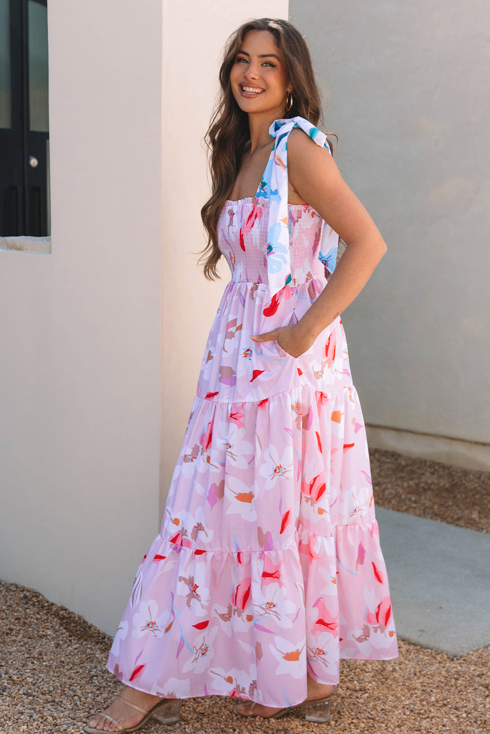 Blushing Petals Tiered Maxi Dress