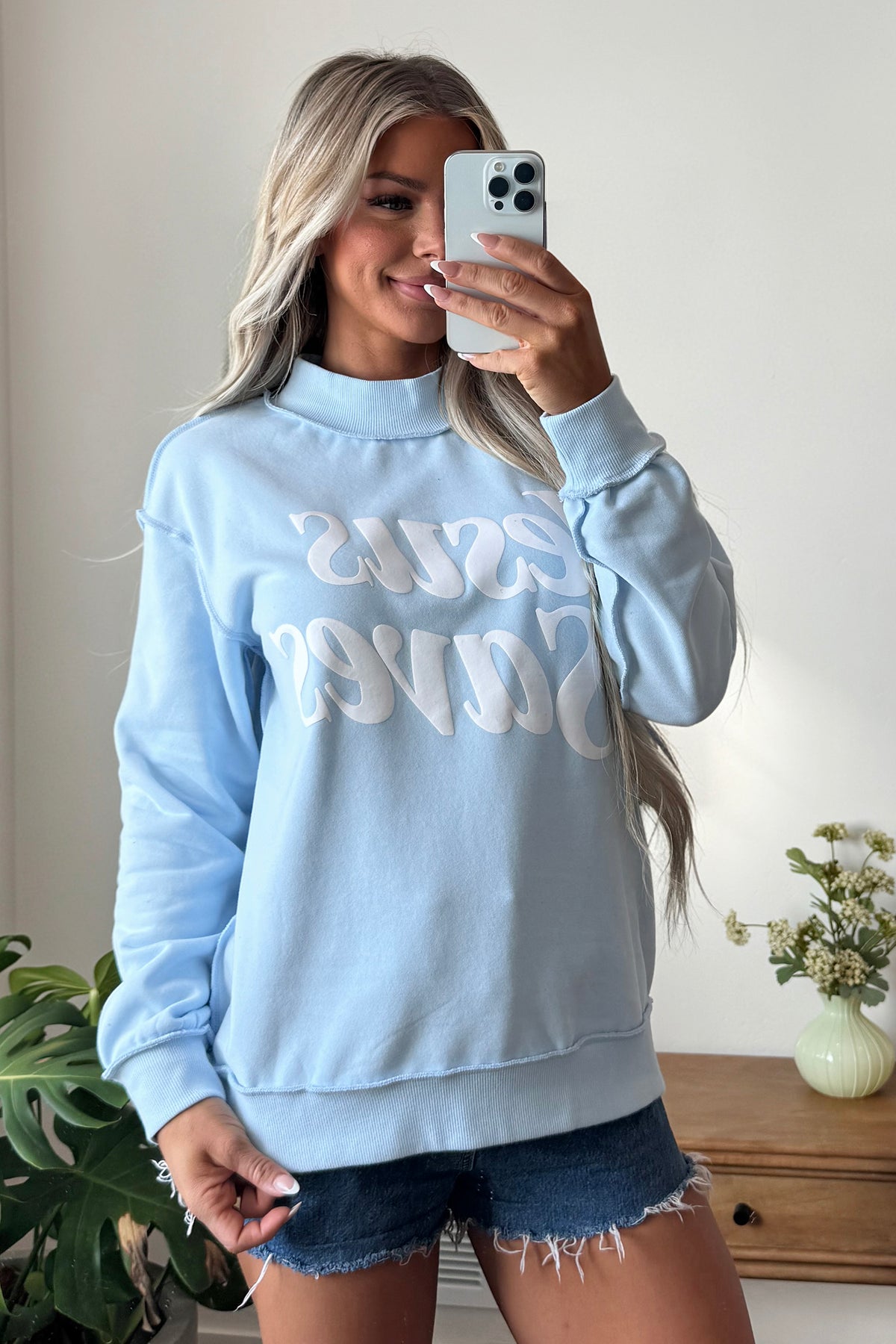 Jesus Saves Mock Neck Sweatshirt