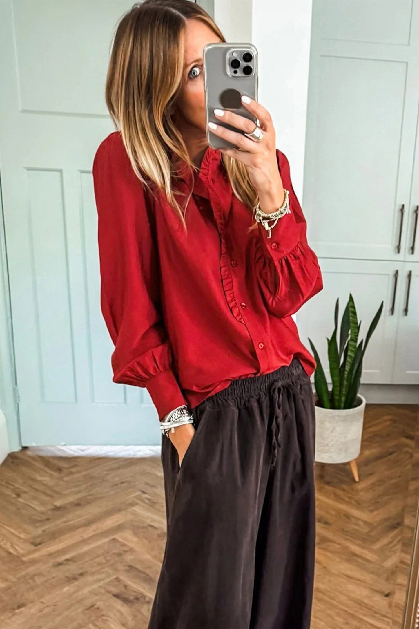 Crimson Grace Ruffle Blouse