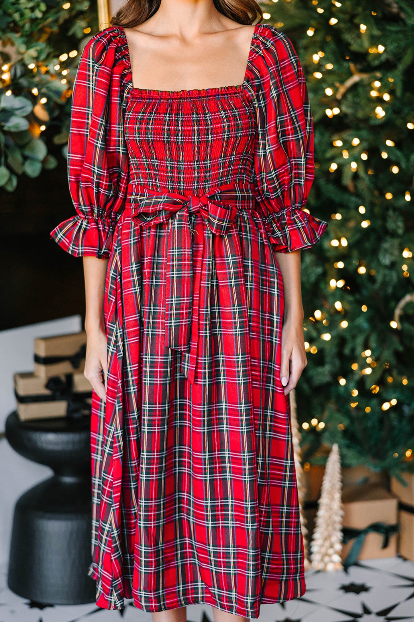 Sugarplum Tartan Smocked Dress