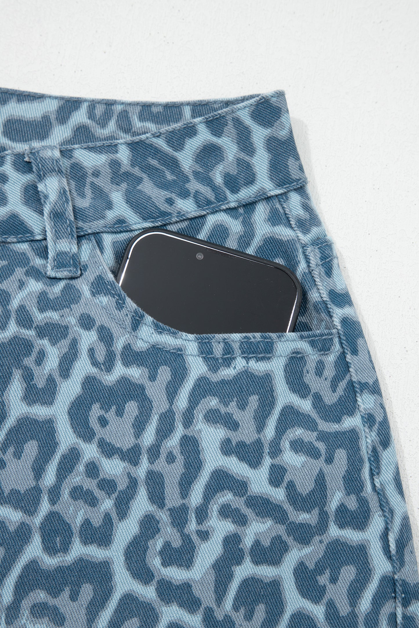 Blue Haze Leopard Wide-Leg Pants