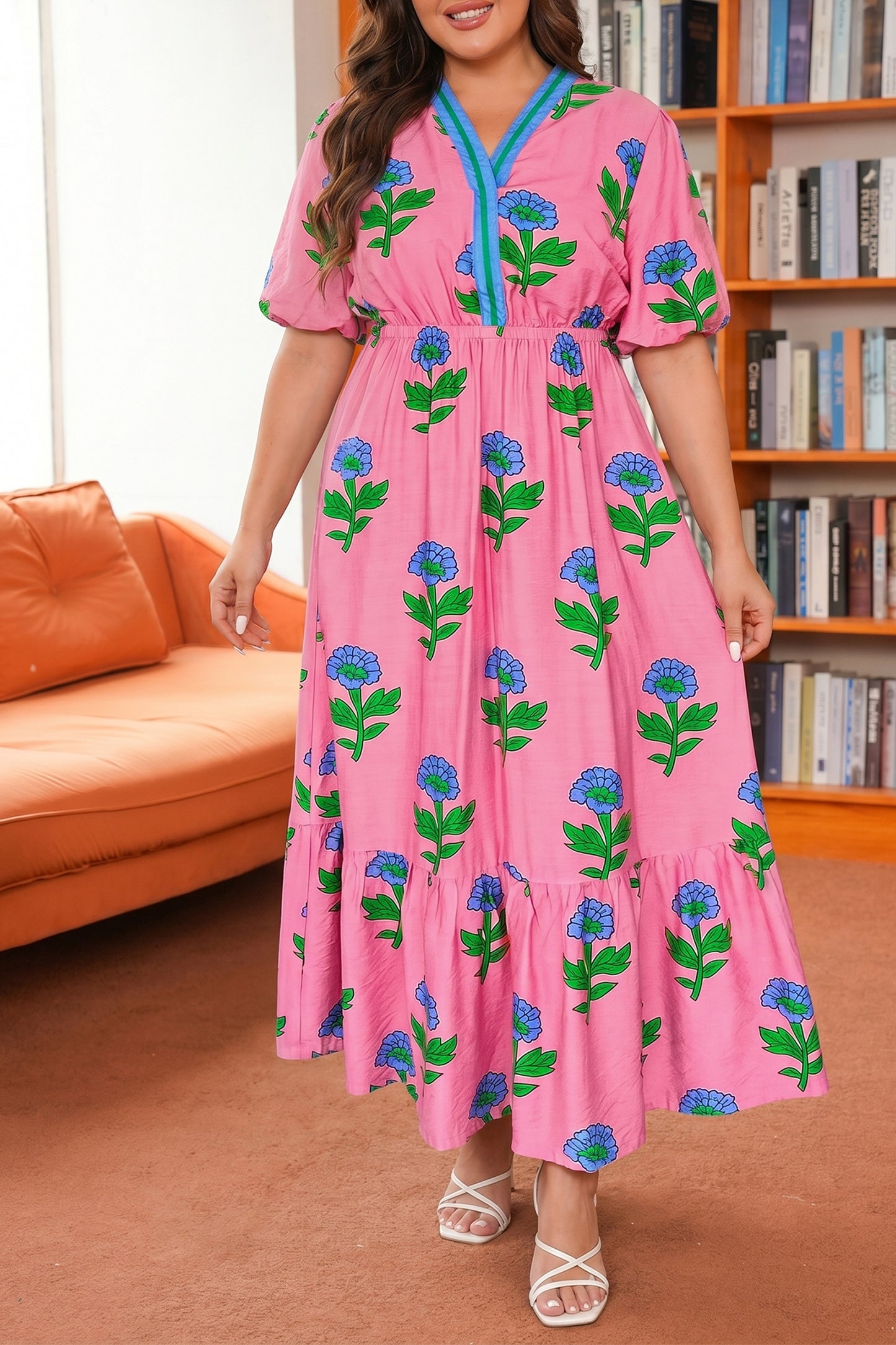 Curvy Pink Posy Promenade Maxi