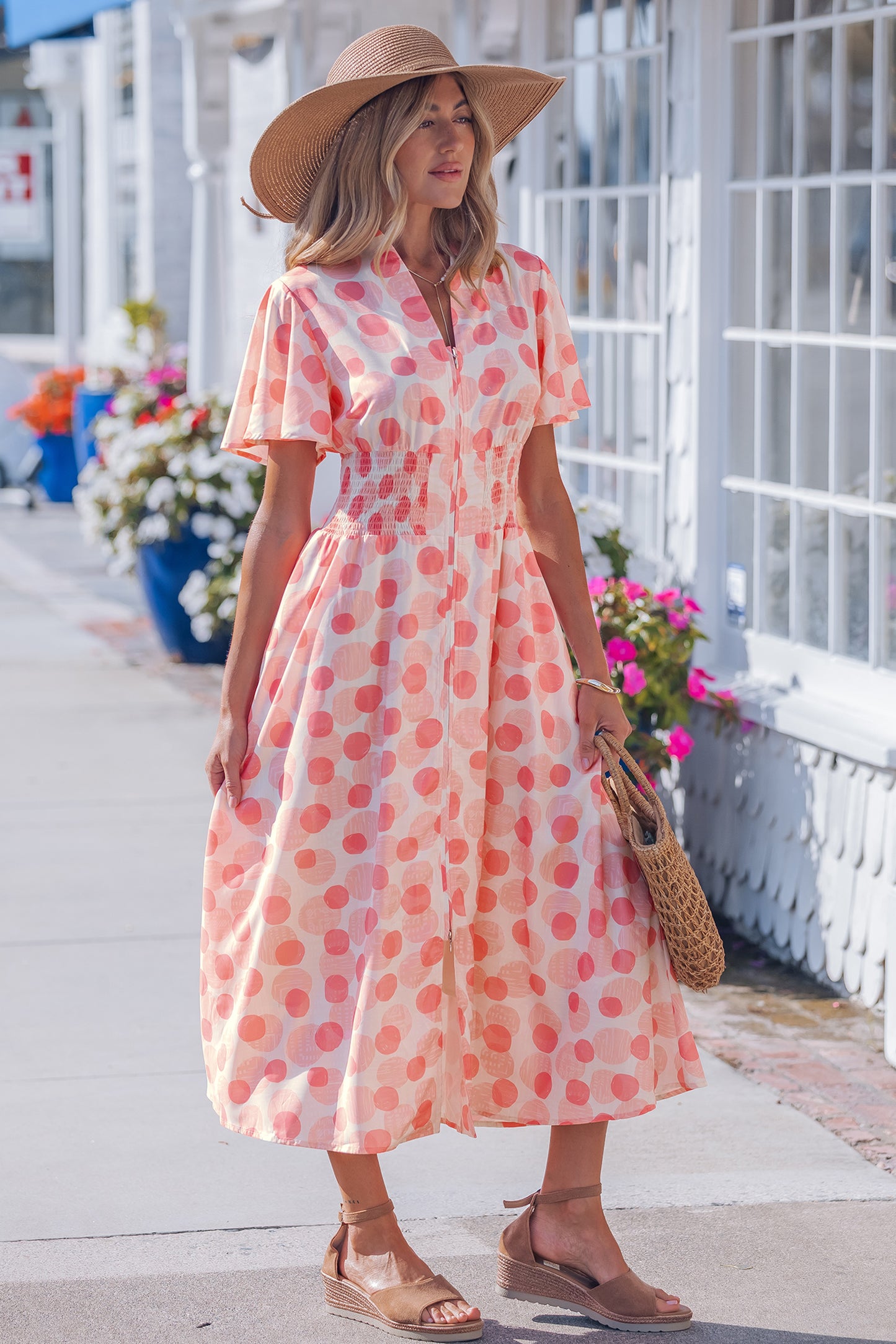 Blush Hour Dot Midi Dress