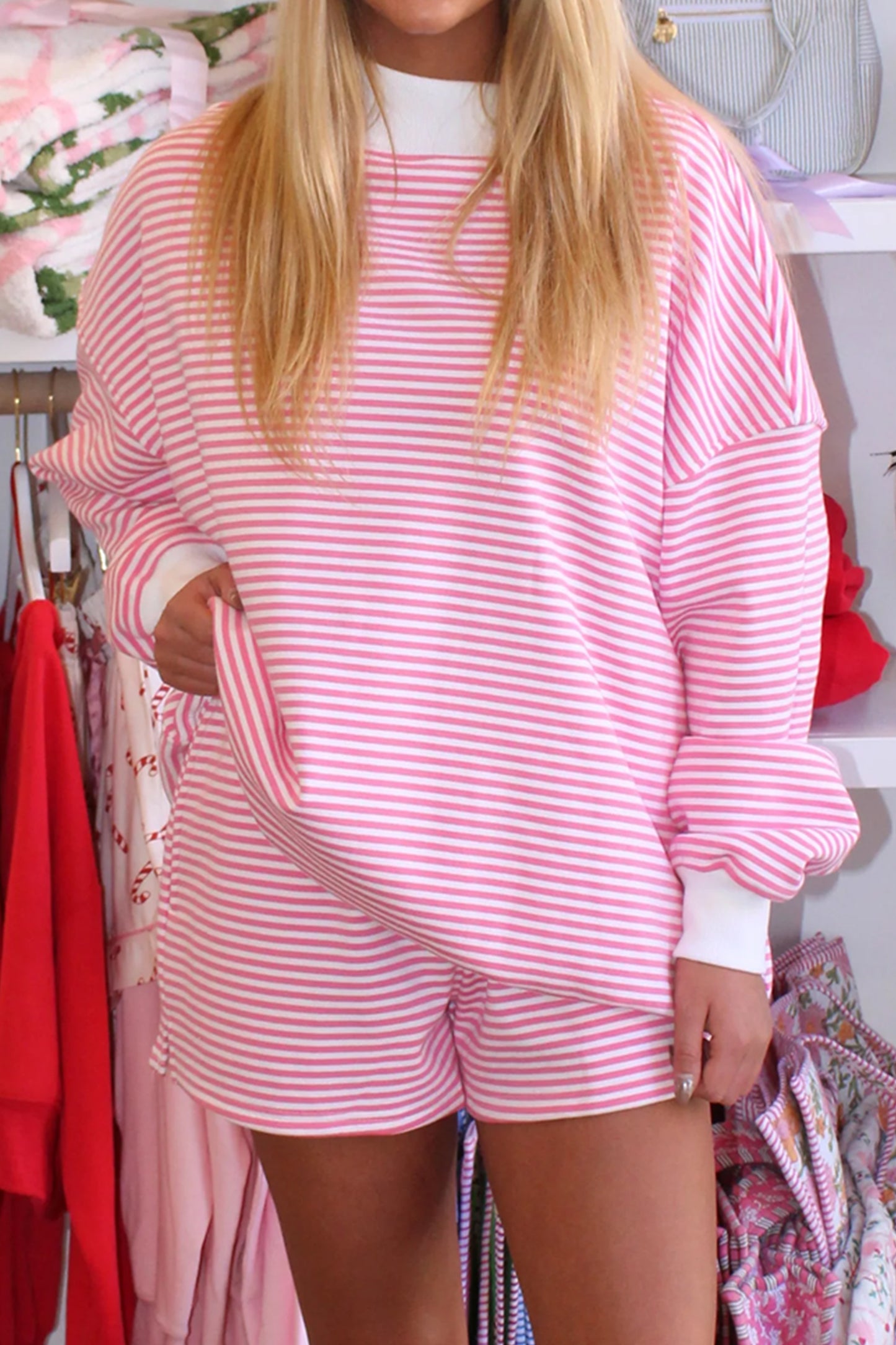 Strawberry Stripe Lounge Set
