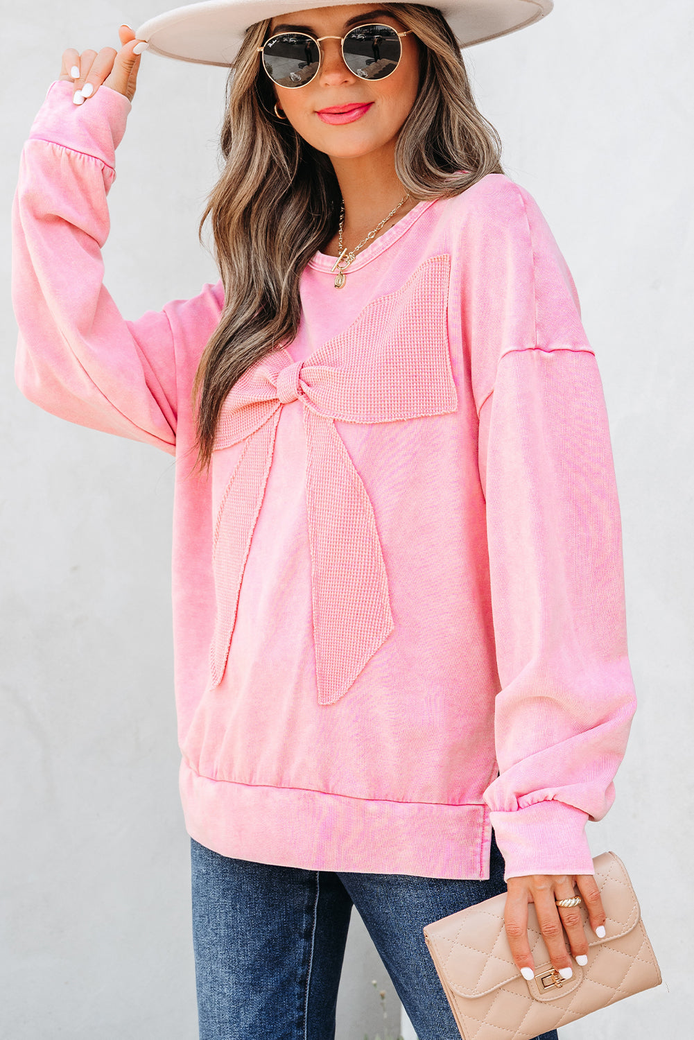 Pretty in Pink Bow Crewneck