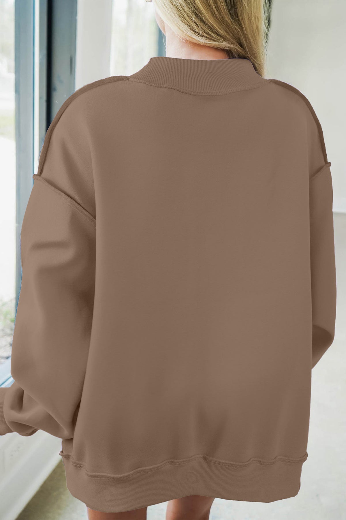 JESUS Graphic Exposed Seam Mock Neck Sweatshirt
