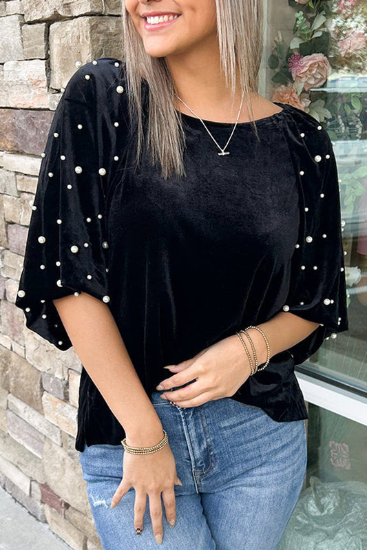 Midnight Pearl Velvet Top
