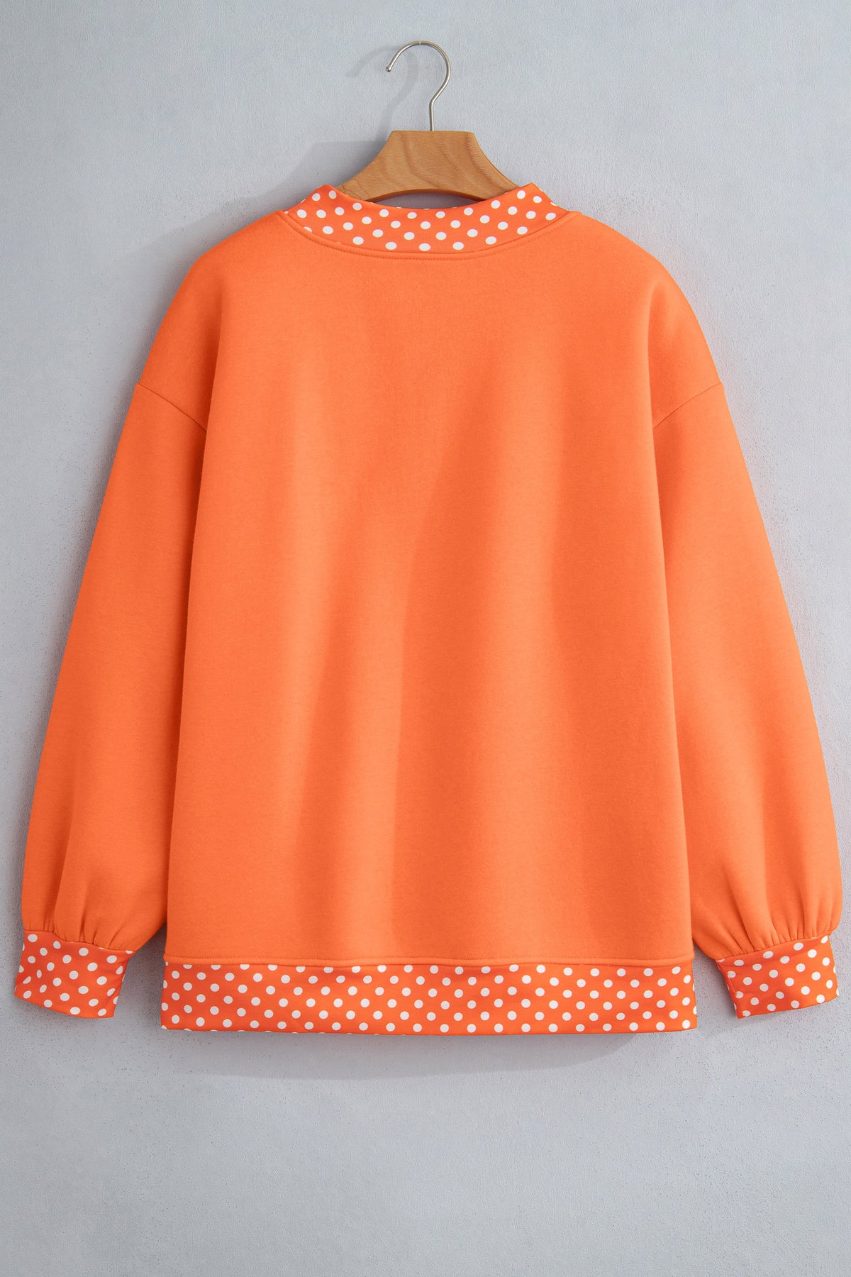 Orange Polka Dot Contrast Trim BOO Letter Print Baggy Graphic Sweatshirt