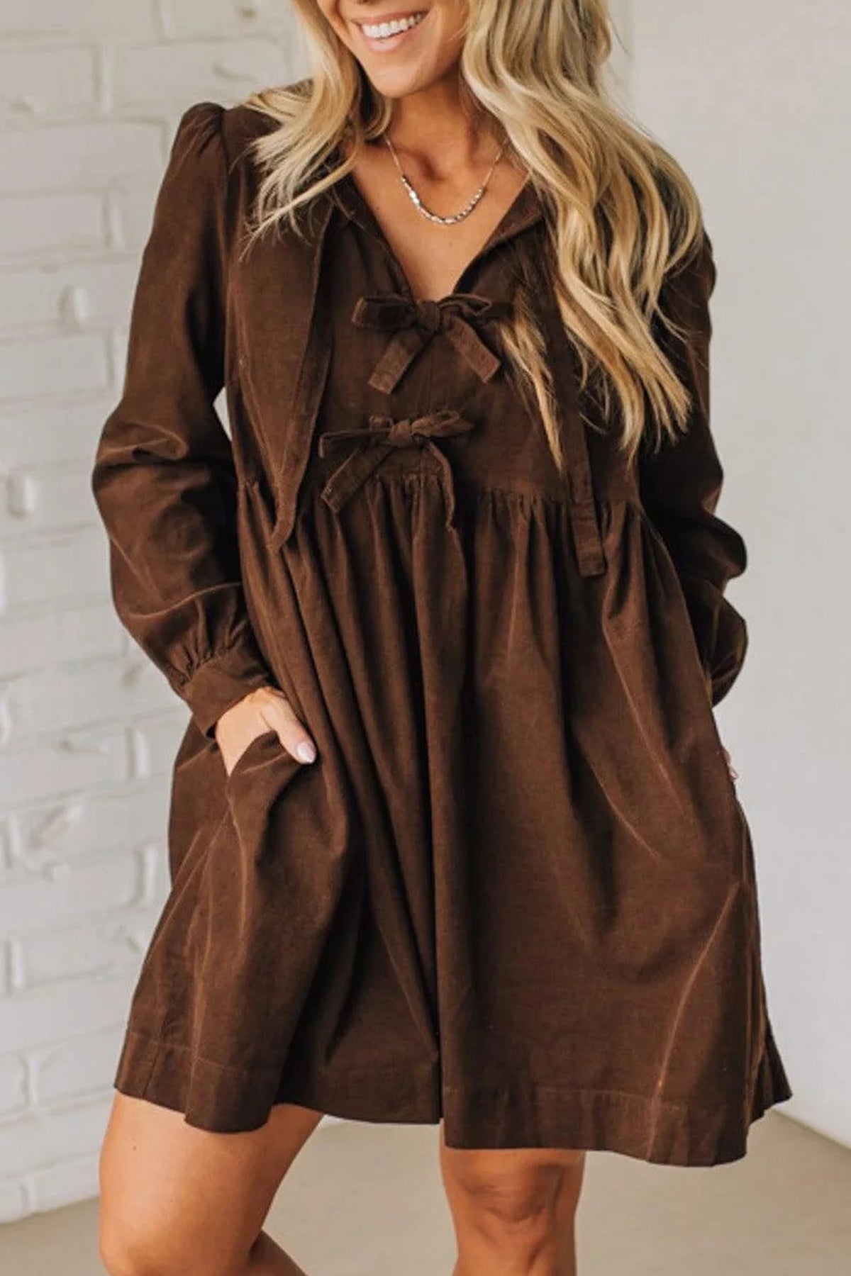The Cocoa Bow Corduroy Dress