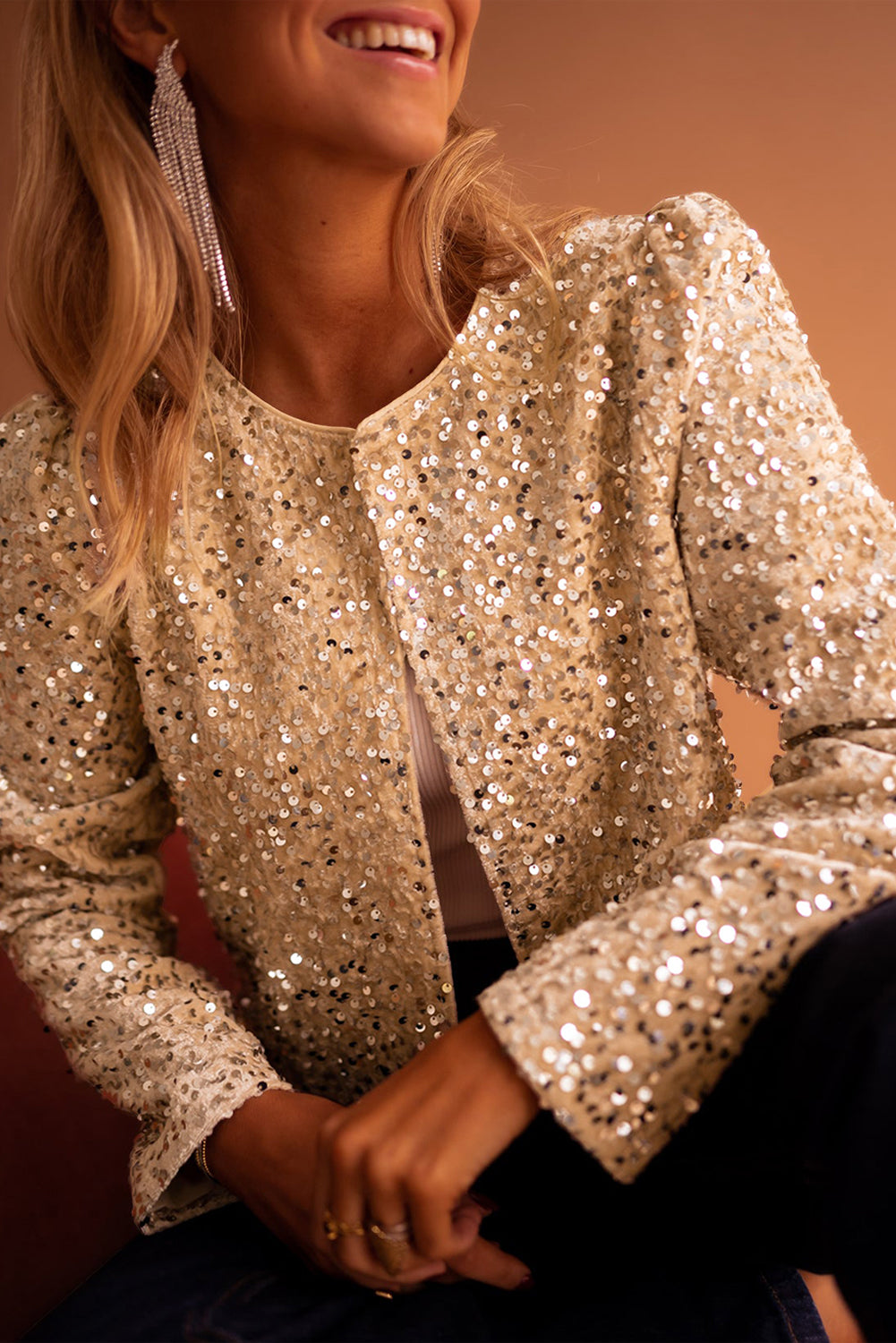 Golden Hour Cropped Sequin Jacket