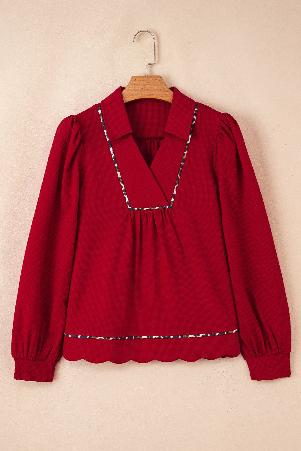 The Holly & Spice Leopard Trim Blouse