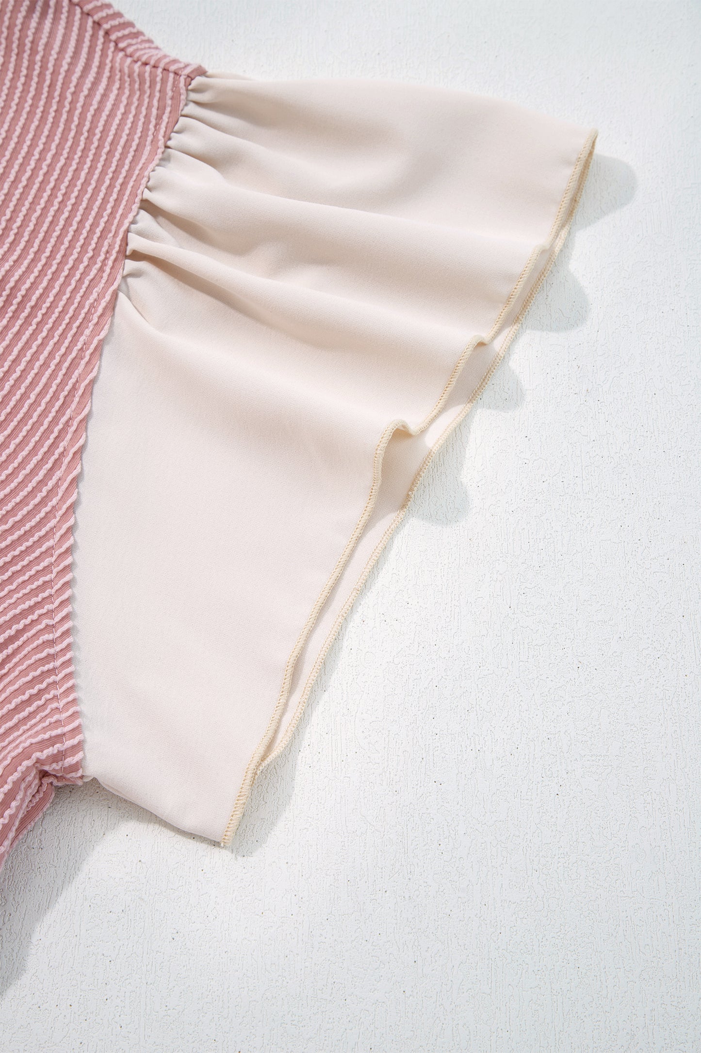 Plus Size Ruffled Short Sleeve Ribbed Textured Blouse