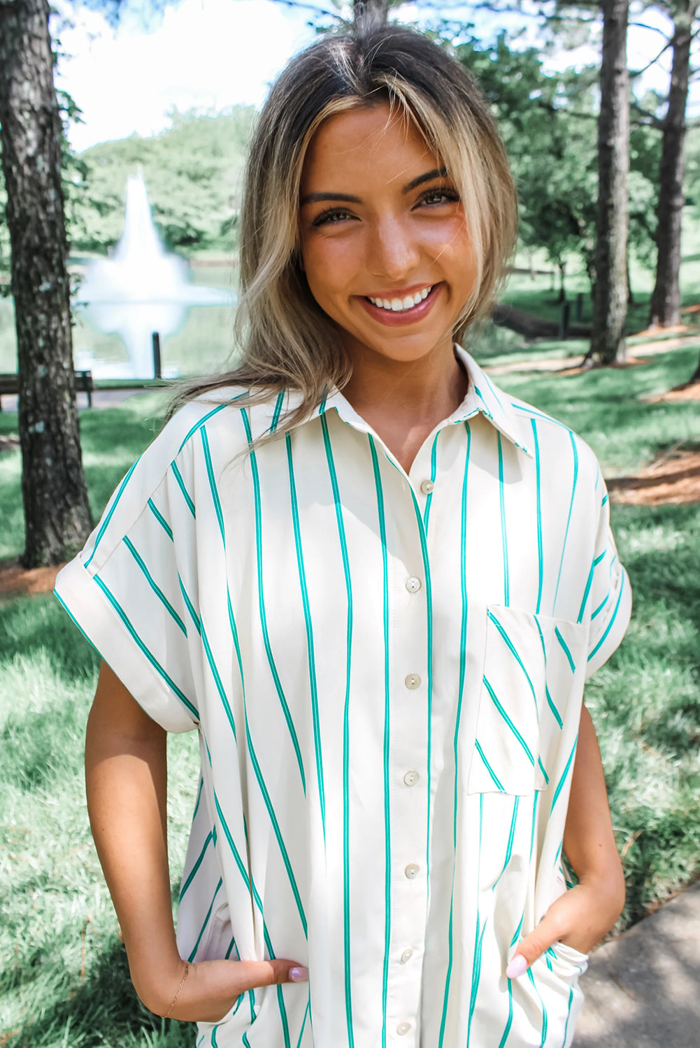 Cypress & Champagne Shirt Dress