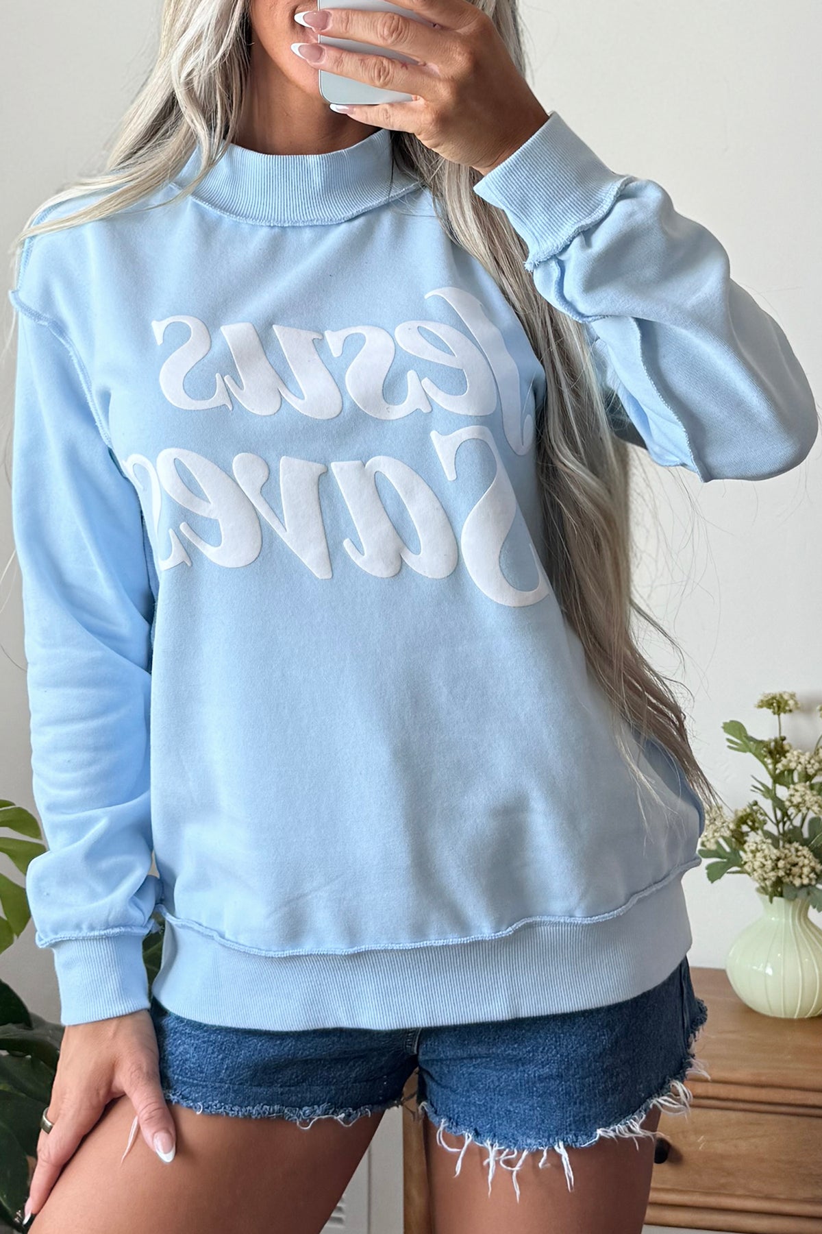 Jesus Saves Mock Neck Sweatshirt