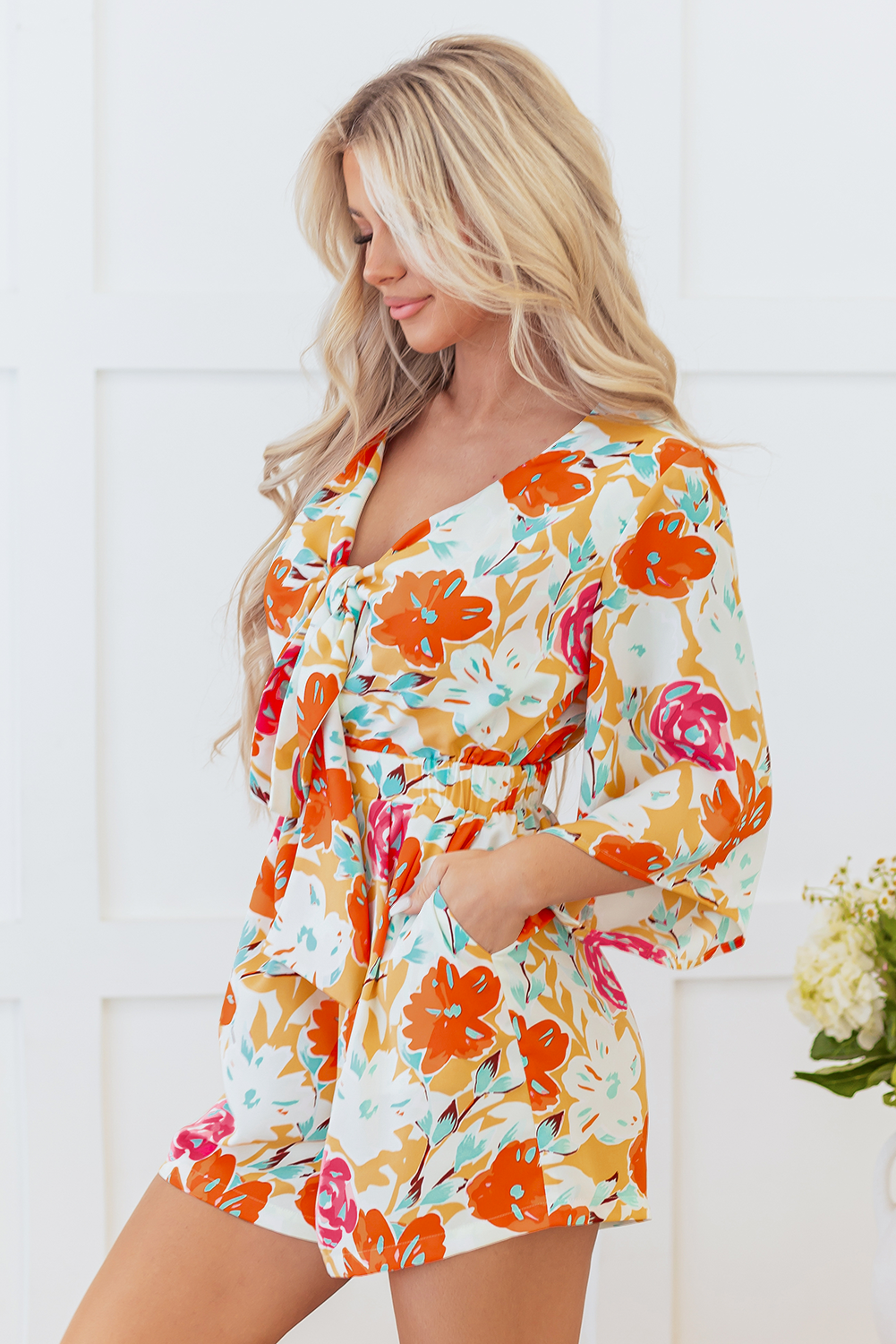 The Sunset Garden Tie Romper