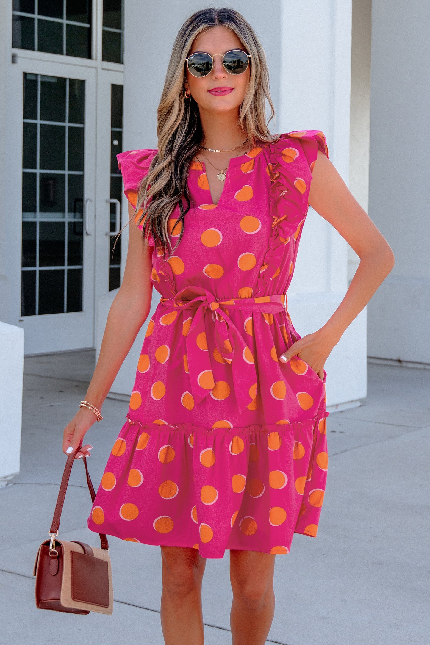 Pink Sunset Polka Dot Dress