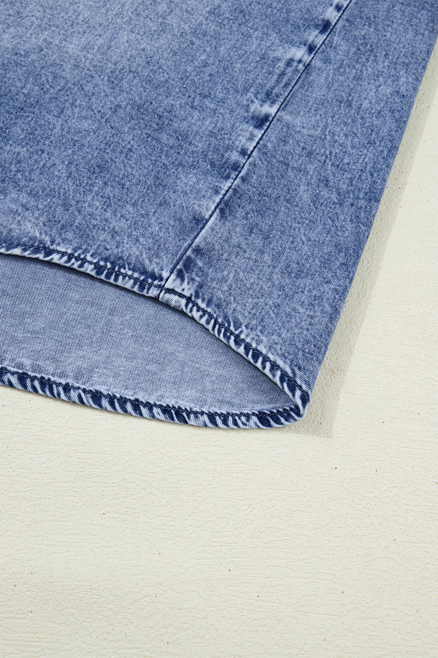 Ruffled Indigo Charm Denim Shirt