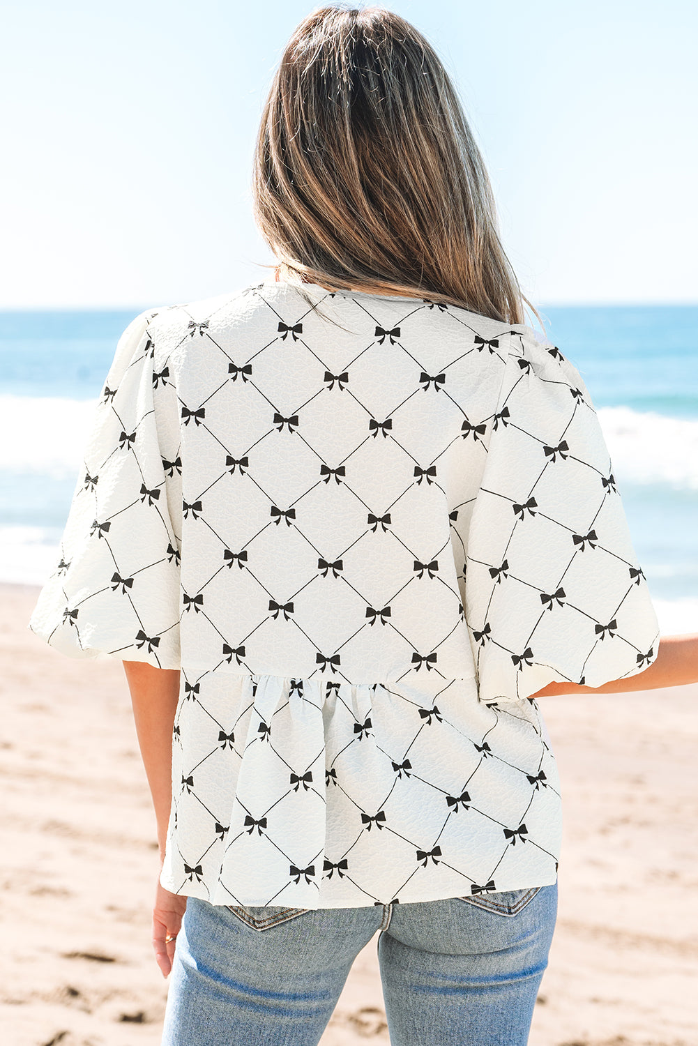 Coastal Charm Bow Blouse