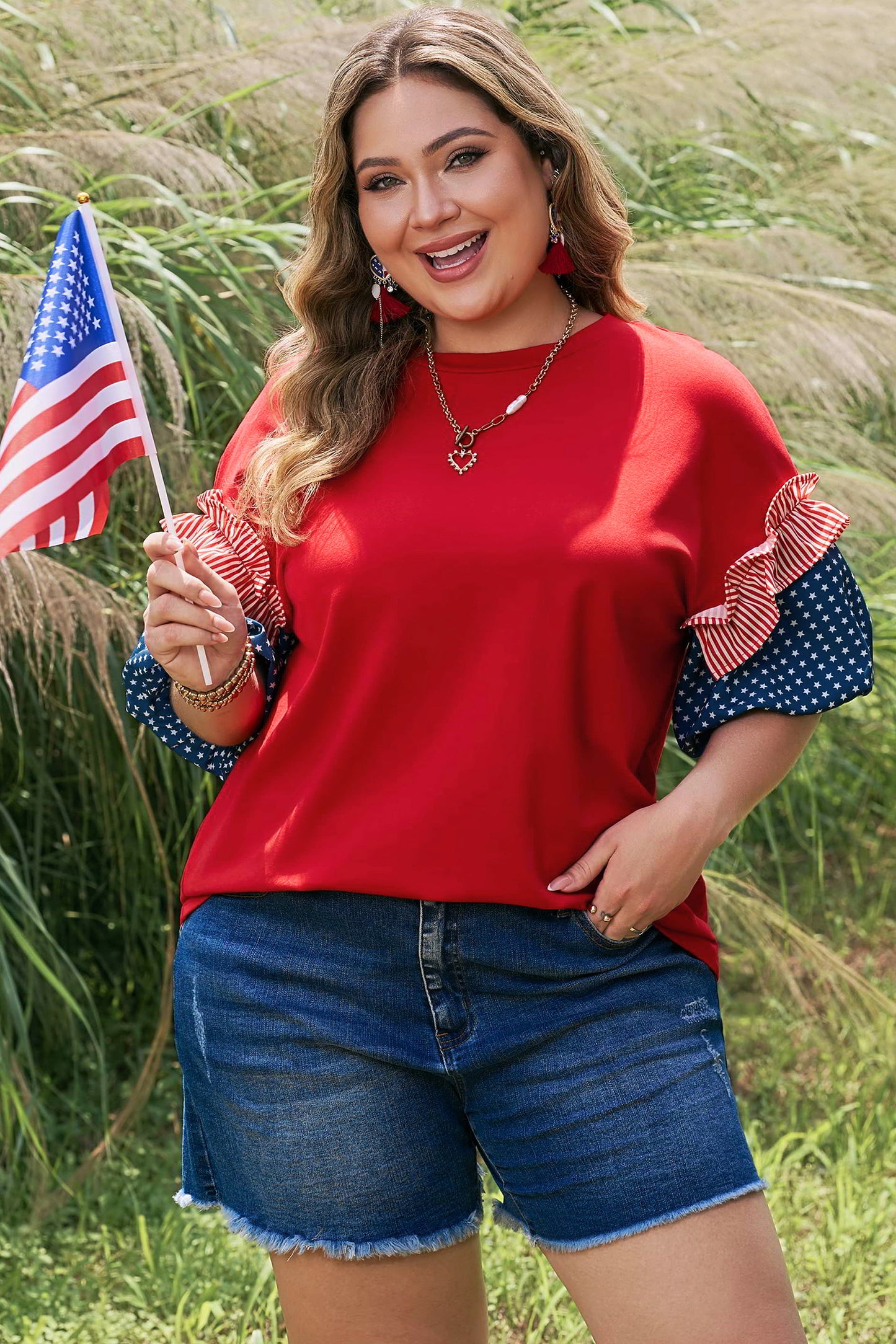 Liberty Belle Statement Blouse-Plus Size