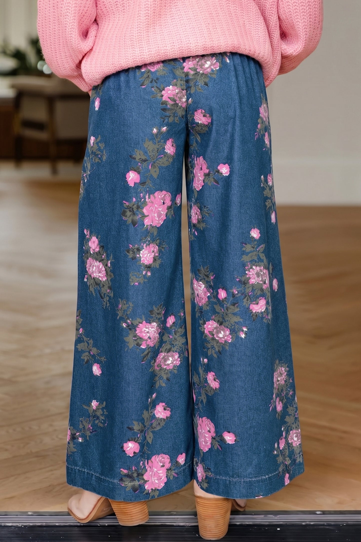 Midnight Bloom Palazzo Jeans
