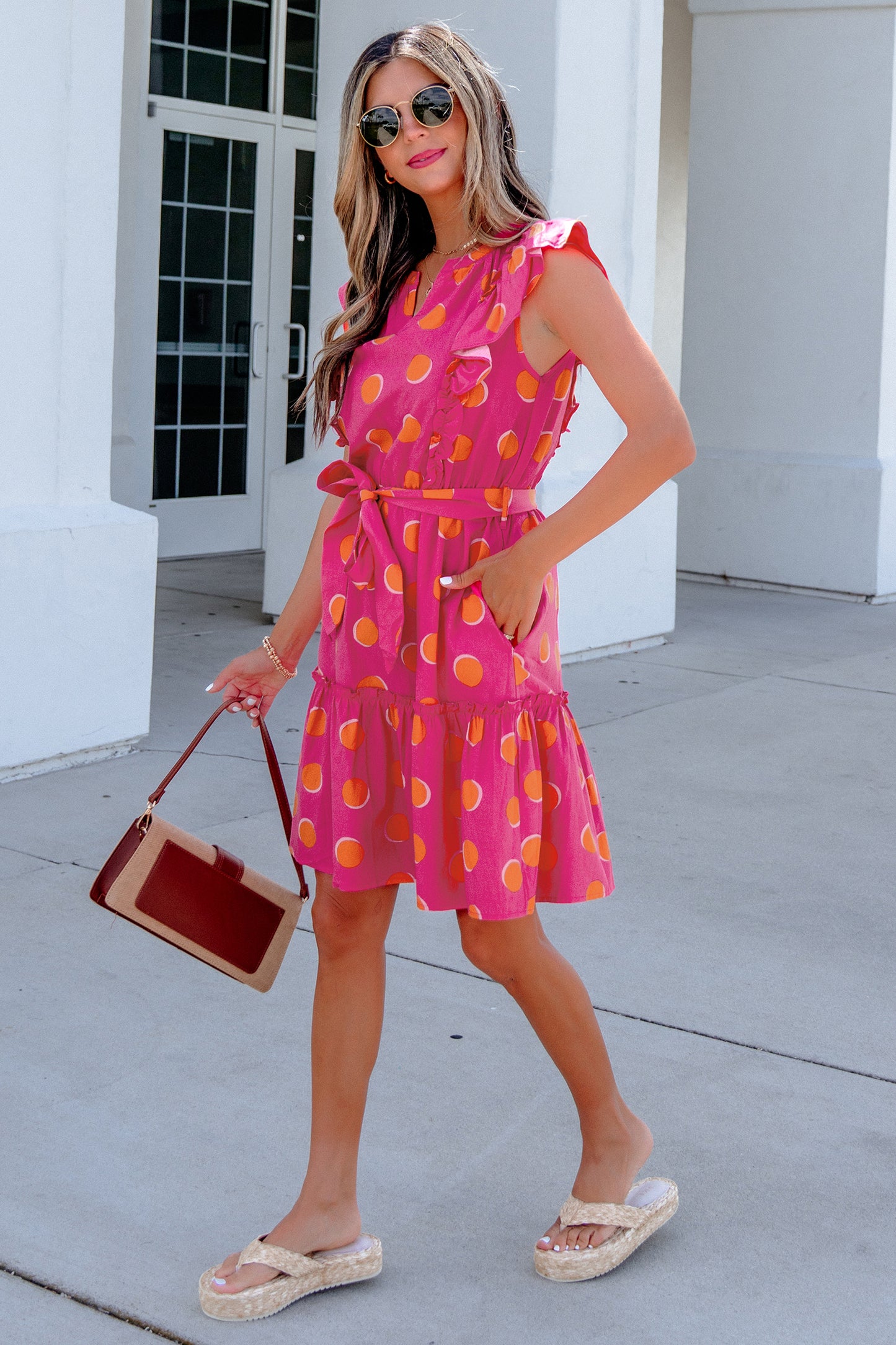 Pink Sunset Polka Dot Dress