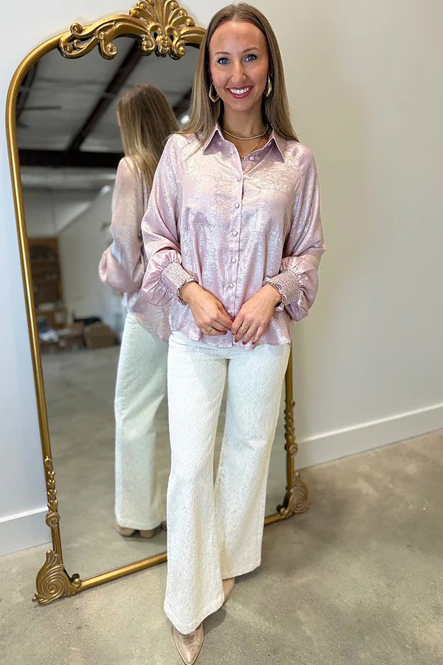 Pink Champagne Shimmer Blouse