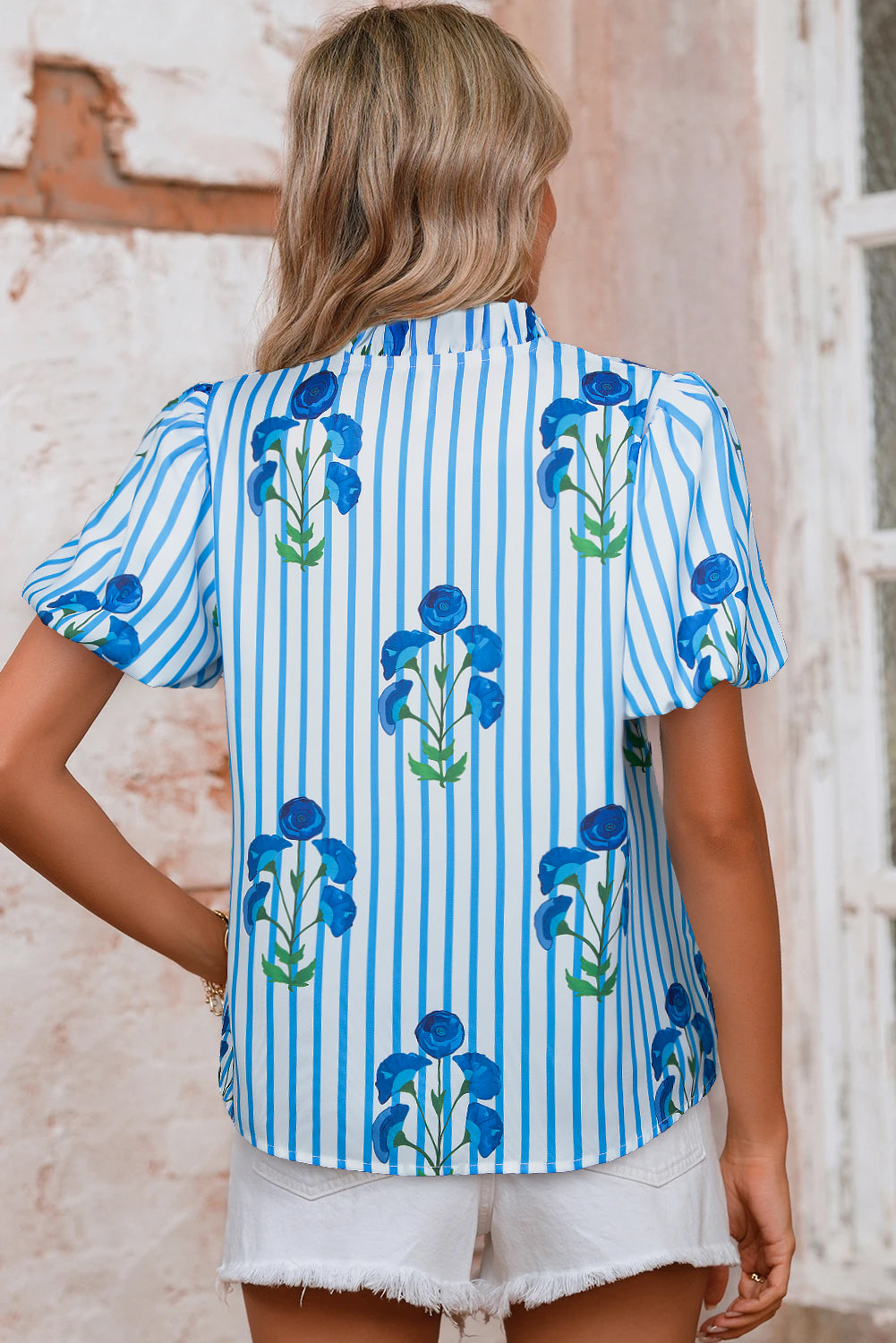Santorini Stripe Floral Blouse