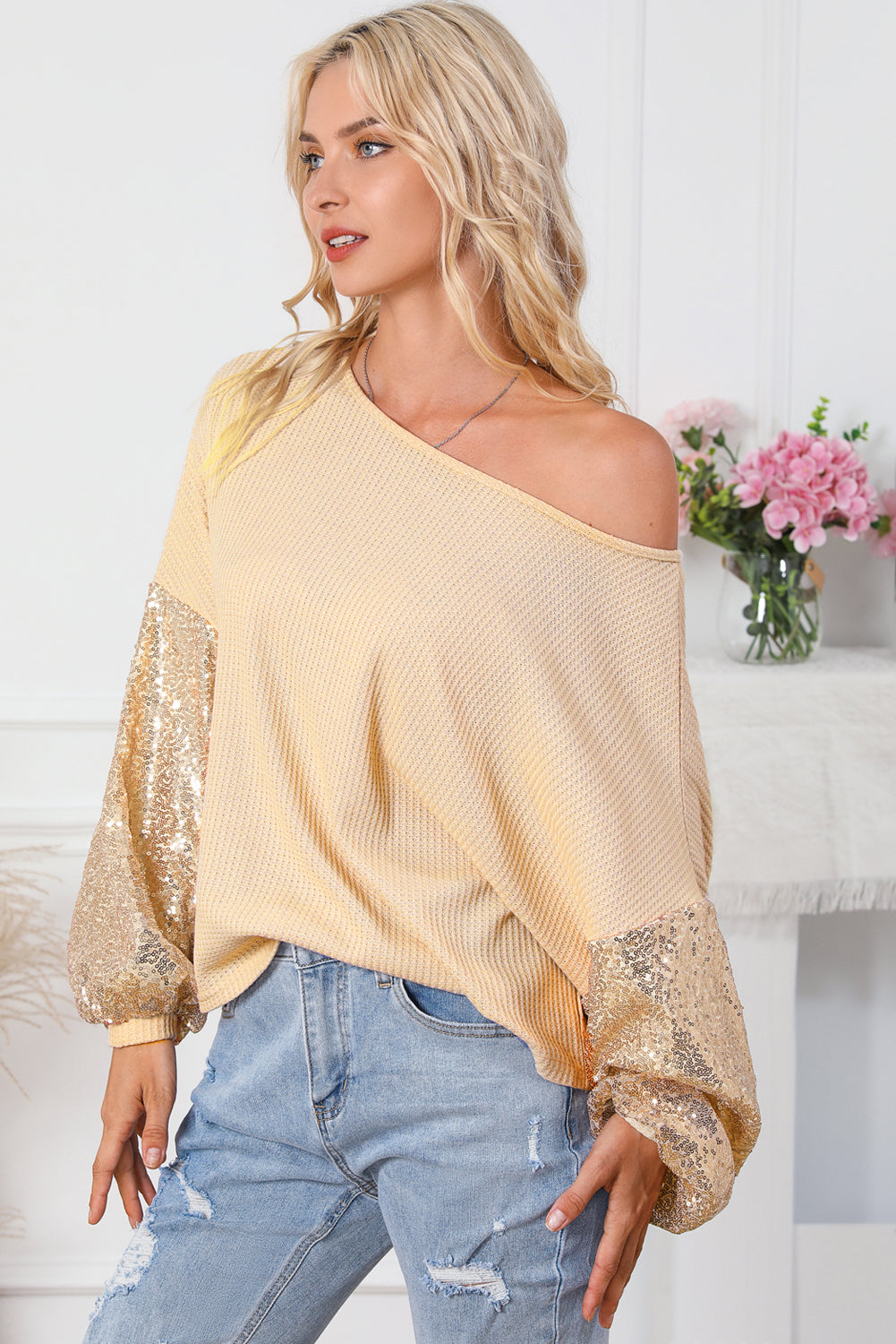 Champagne Shine Sleeve Pullover