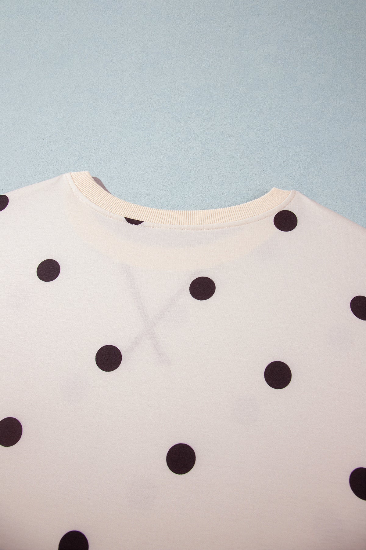 Yellow Round Neck Long Sleeve Polka Dot Plus Size Top