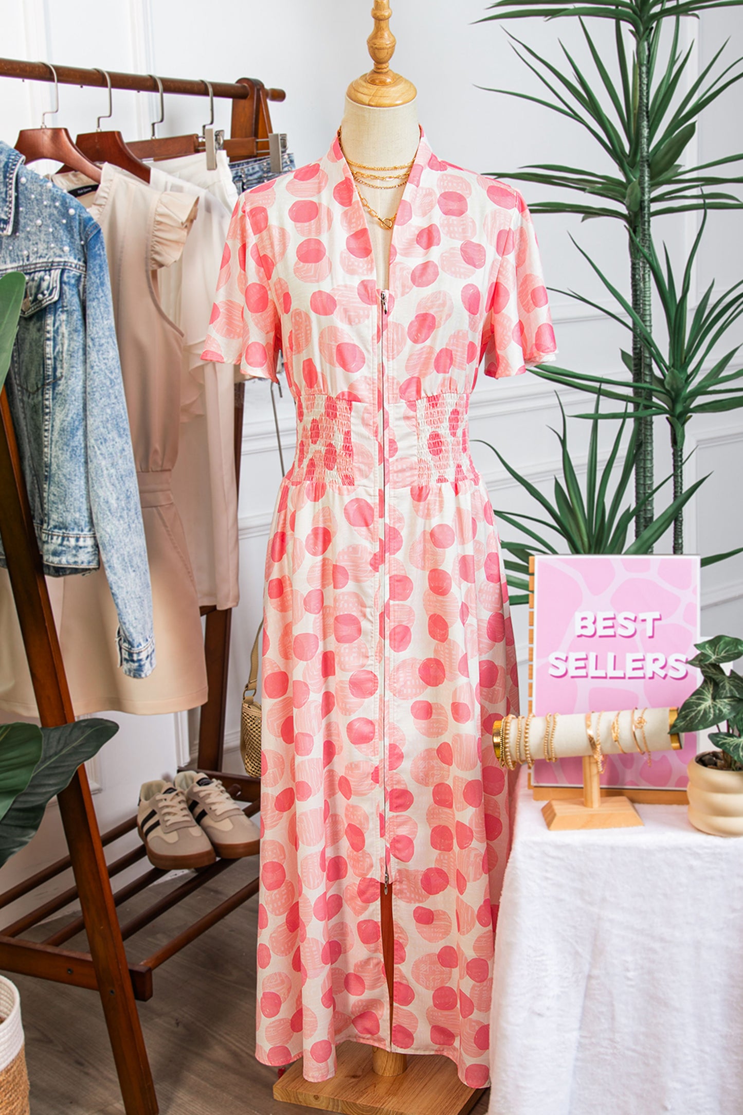 Blush Hour Dot Midi Dress