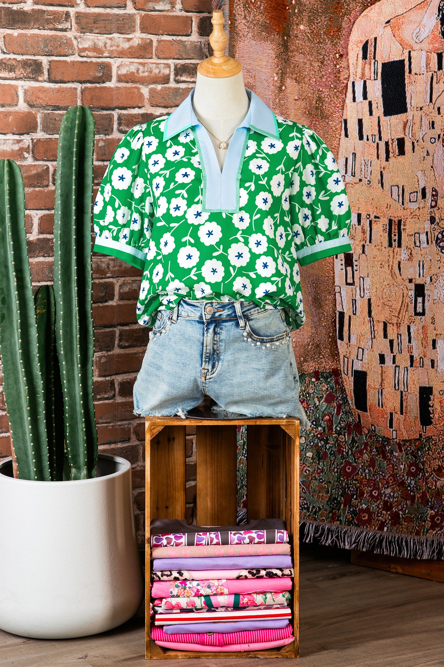 Emerald Garden Party Blouse