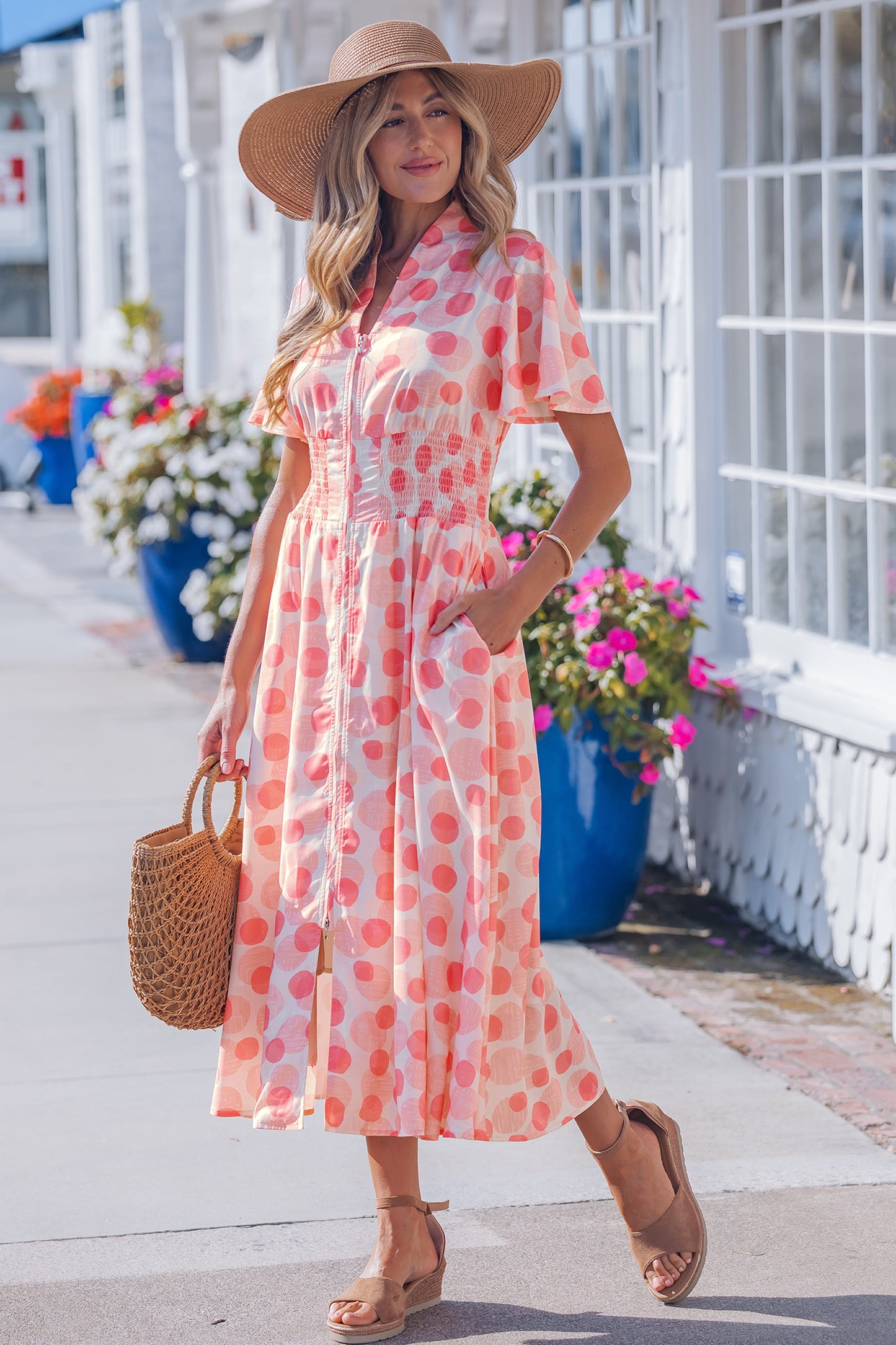 Blush Hour Dot Midi Dress