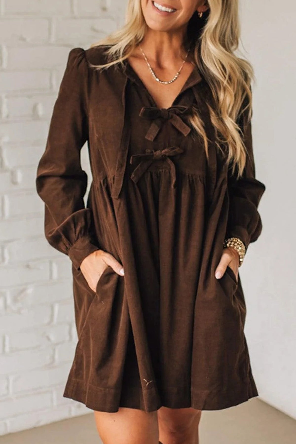 The Cocoa Bow Corduroy Dress
