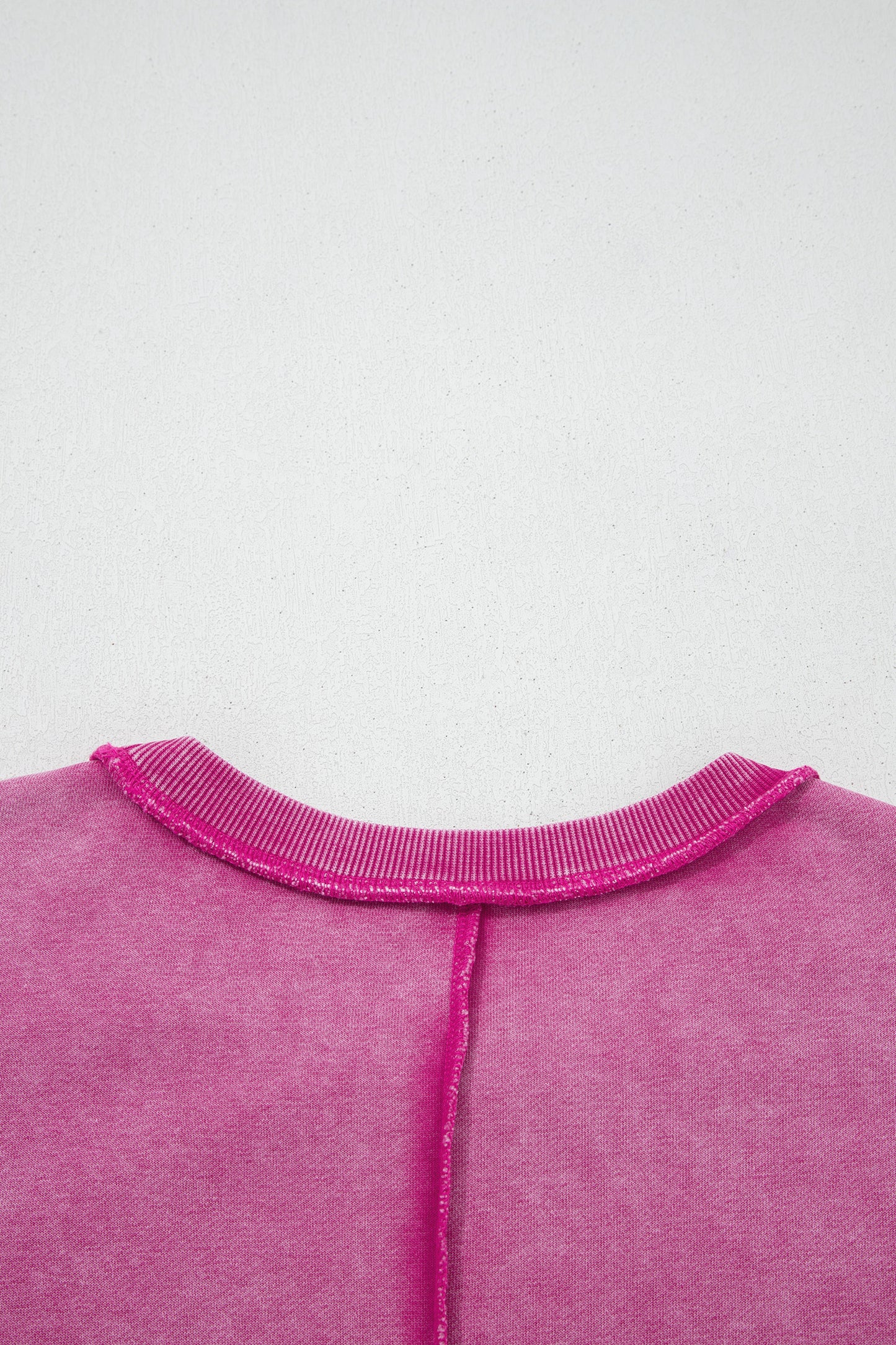 Rose Red Mineral Wash Exposed Seam Side Slit Sweatshirt