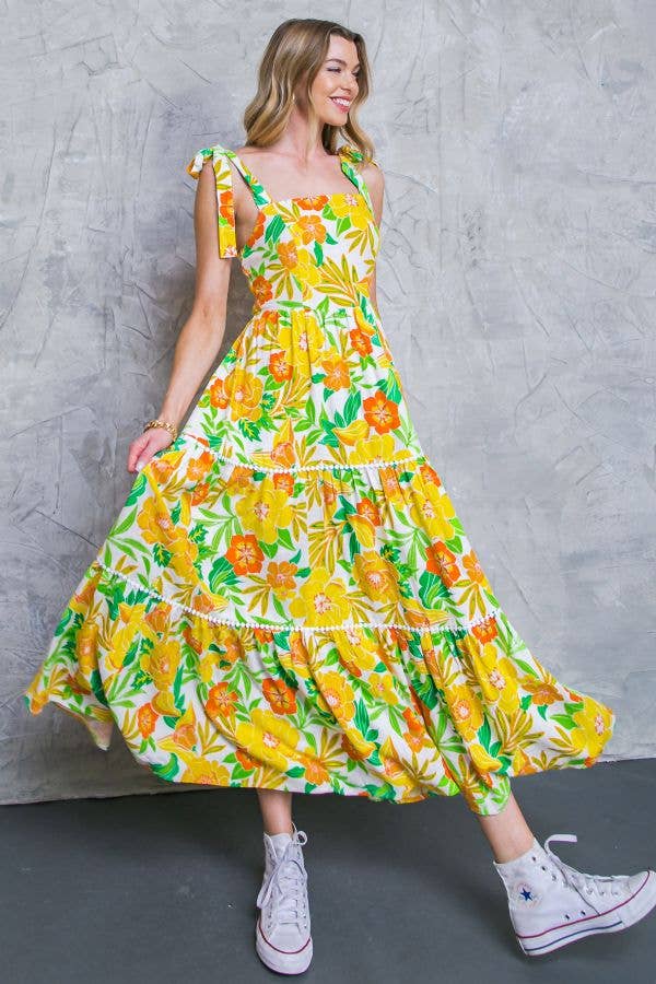 Citrus Bloom Maxi Dress
