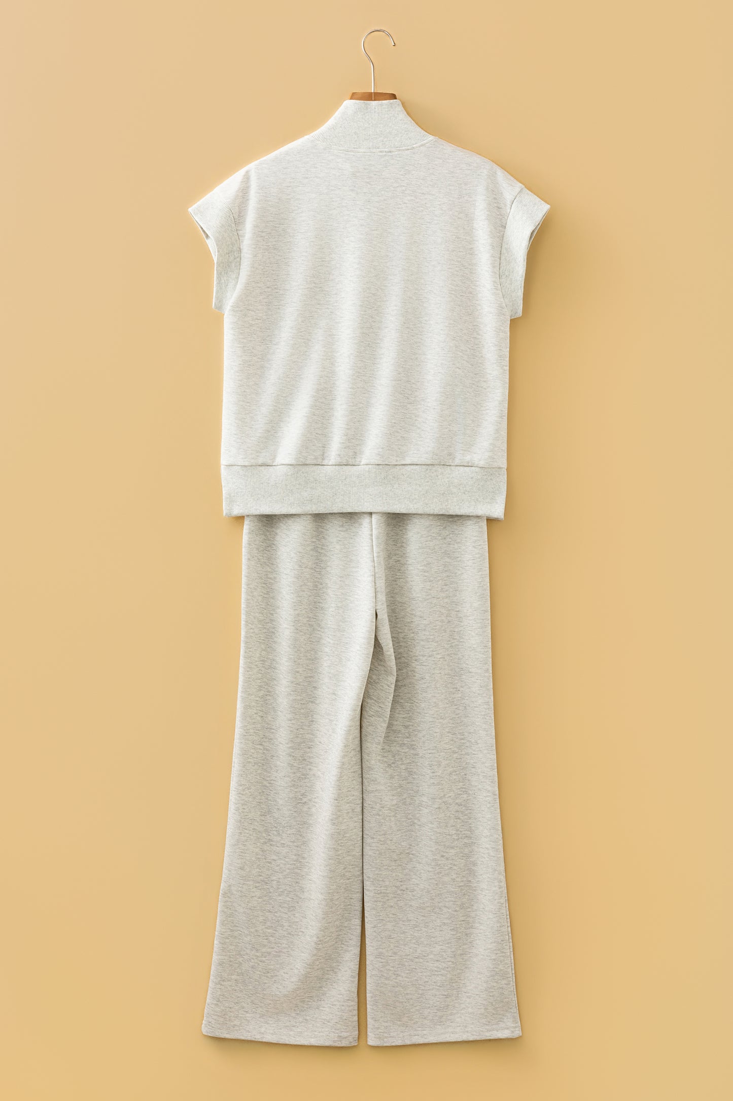 Light Grey Half Zip Polo Tee Casual Pant Set
